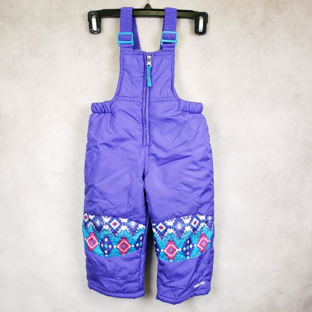 Pacific Trail Purple Kids Snow Bibs with Turquoise Accents